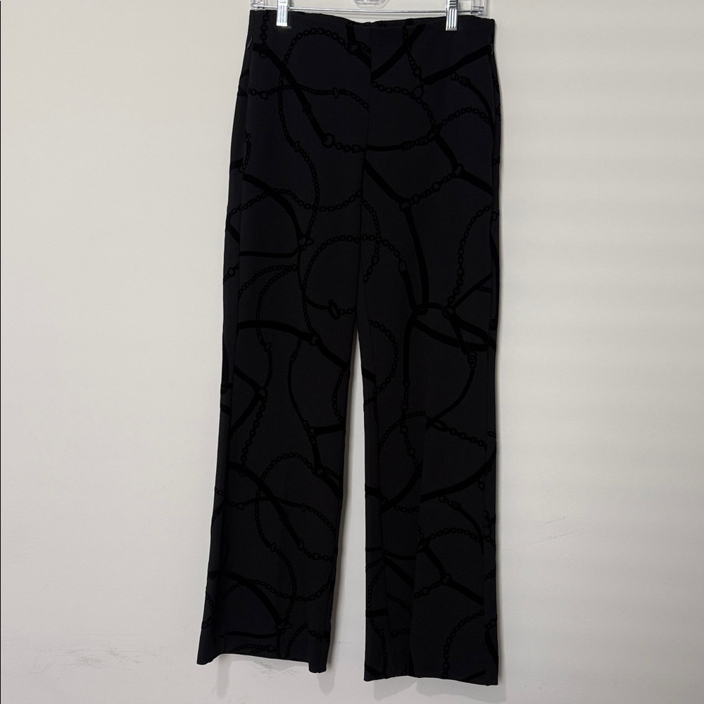 Chicos Dressy Flocked Design Flare Pants, size 0 (4)